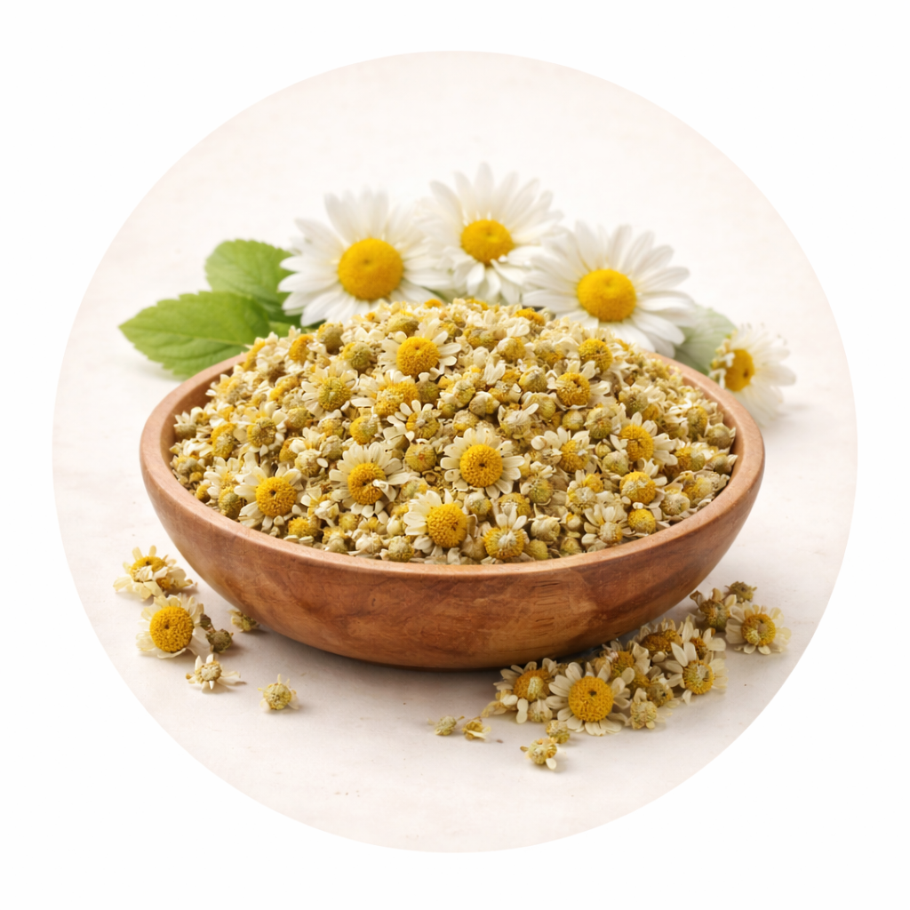 100% dried chamomile stalks and leaves