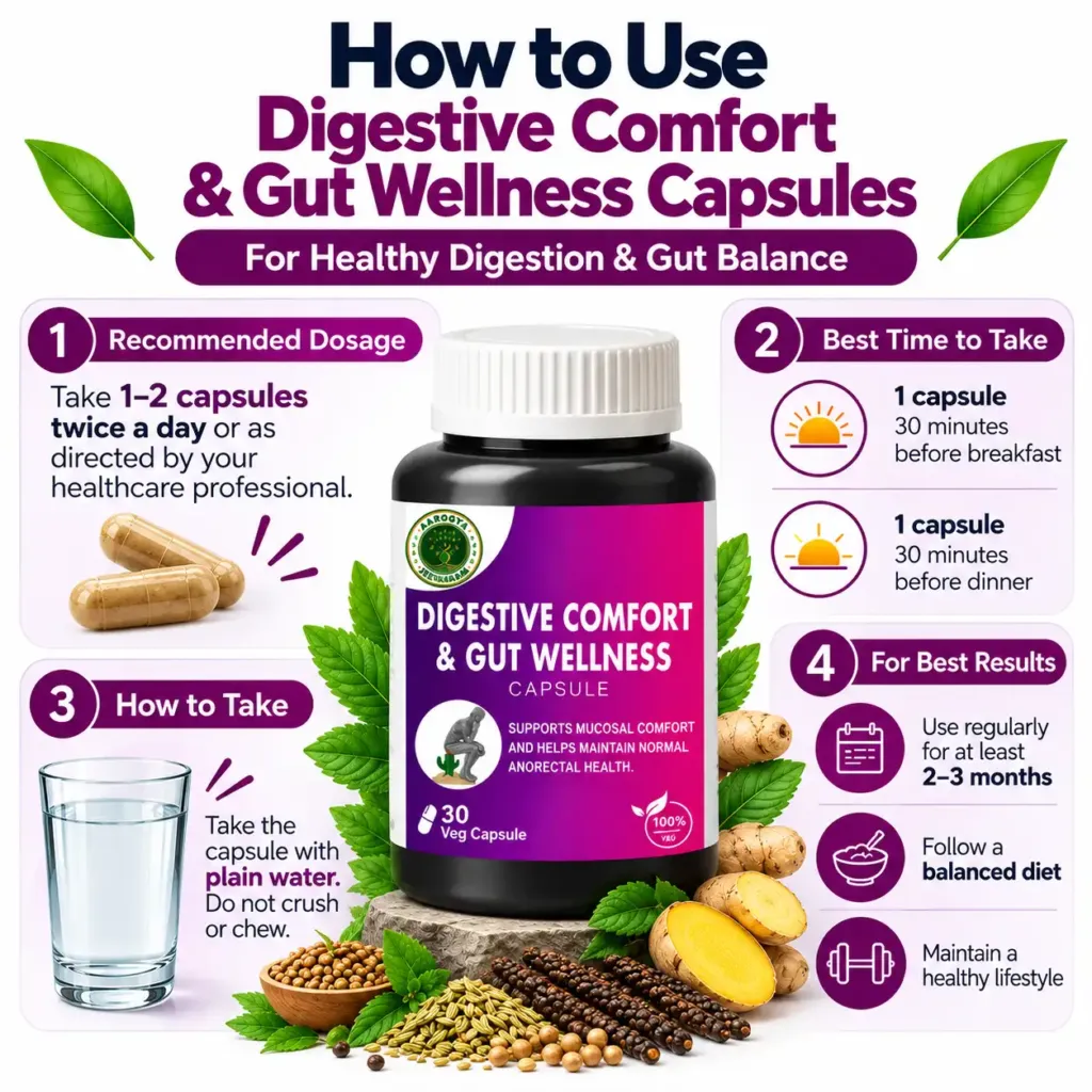 Digestive Comfort & Gut Wellness Capsules – Ayurvedic Support for Healthy Digestion & Gut Comfort