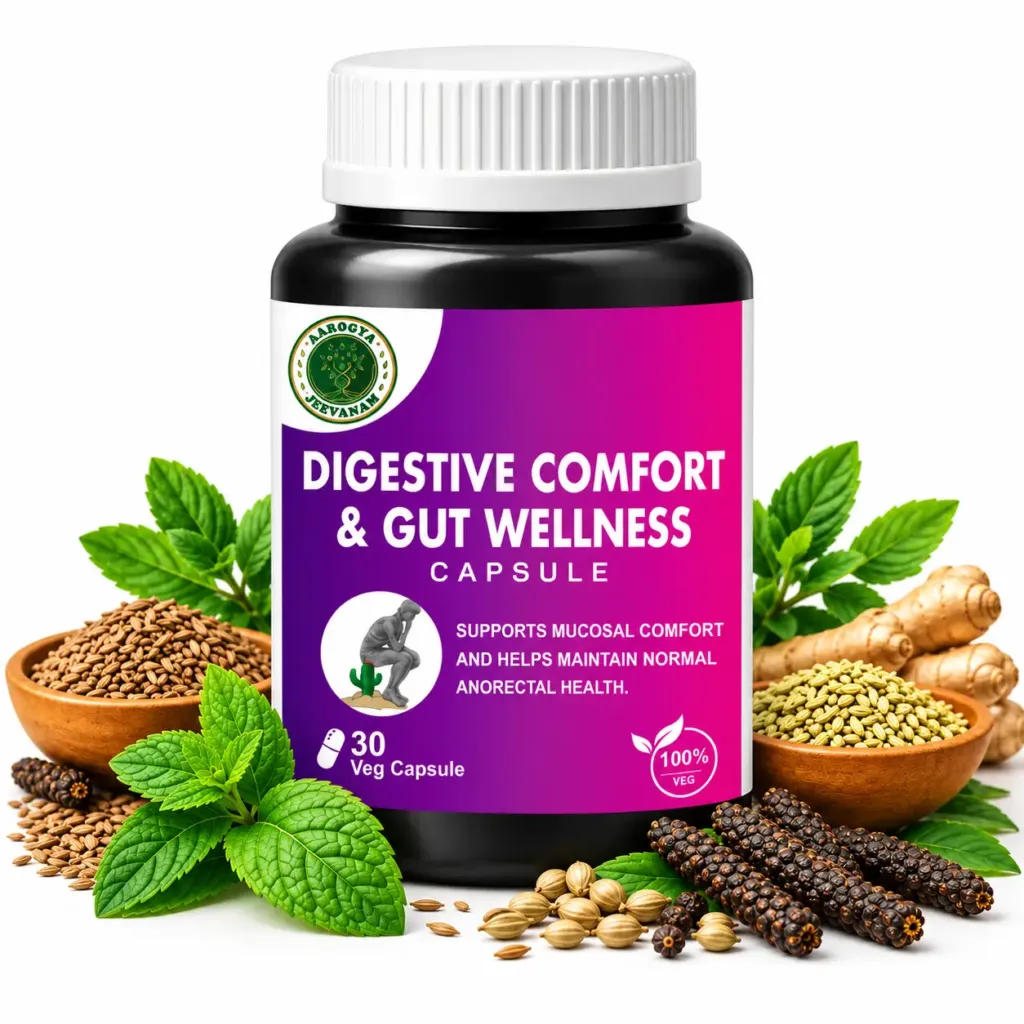 Digestive Comfort & Gut Wellness Capsules – Ayurvedic Support for Healthy Digestion & Gut Comfort