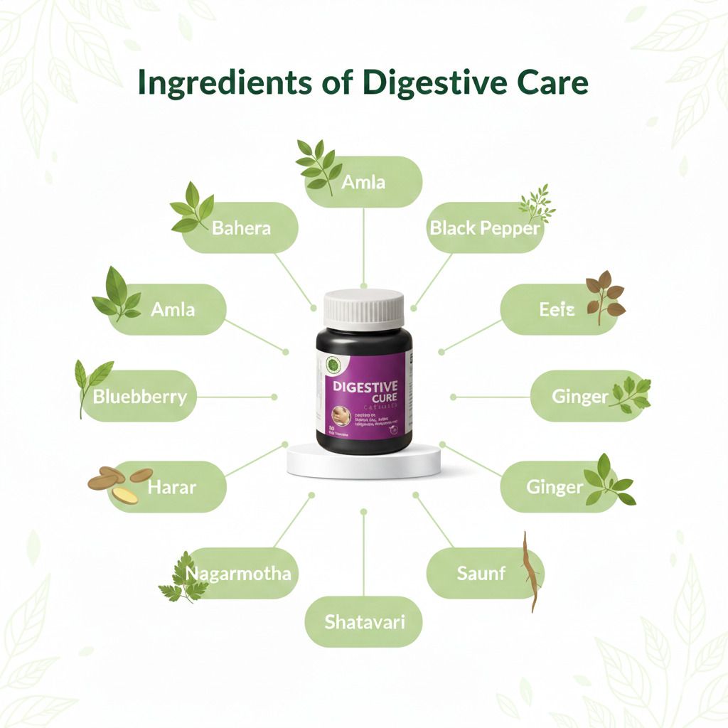Digestive Cure Capsules – Ayurvedic Support for Healthy Digestion & Gut Comfort