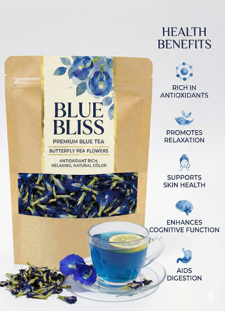 Buy 2 Get 2 FREE: Premium Herbal Tea Combo (Blue, Hibiscus, Chamomile, Lemongrass) (25 gm*4)