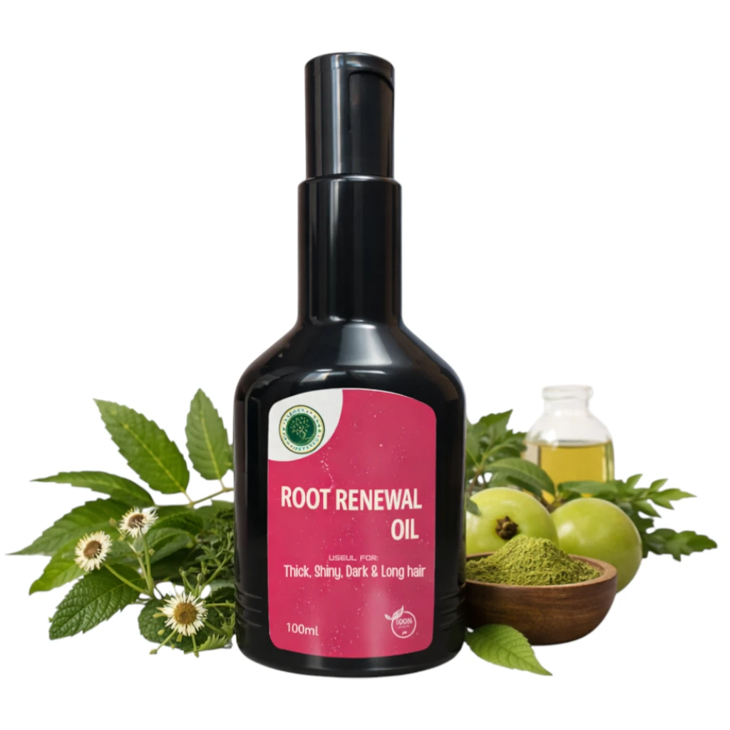 Root Renewal Oil - Traditional Ayurvedic Solution for Strong, Thick, Shiny & Naturally Dark Hair