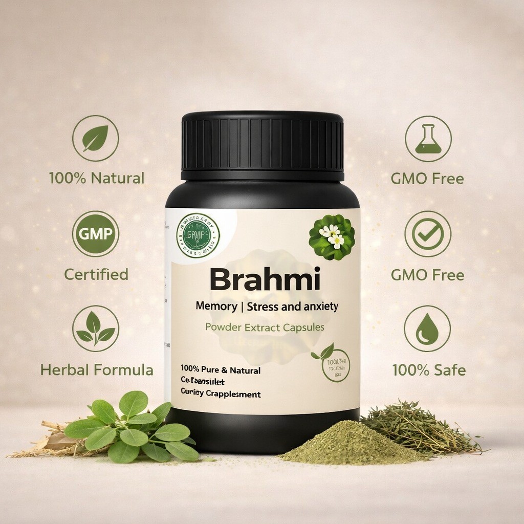 Brahmi Extract Capsules – Ayurvedic Support for Memory, Stress & Mental Wellness