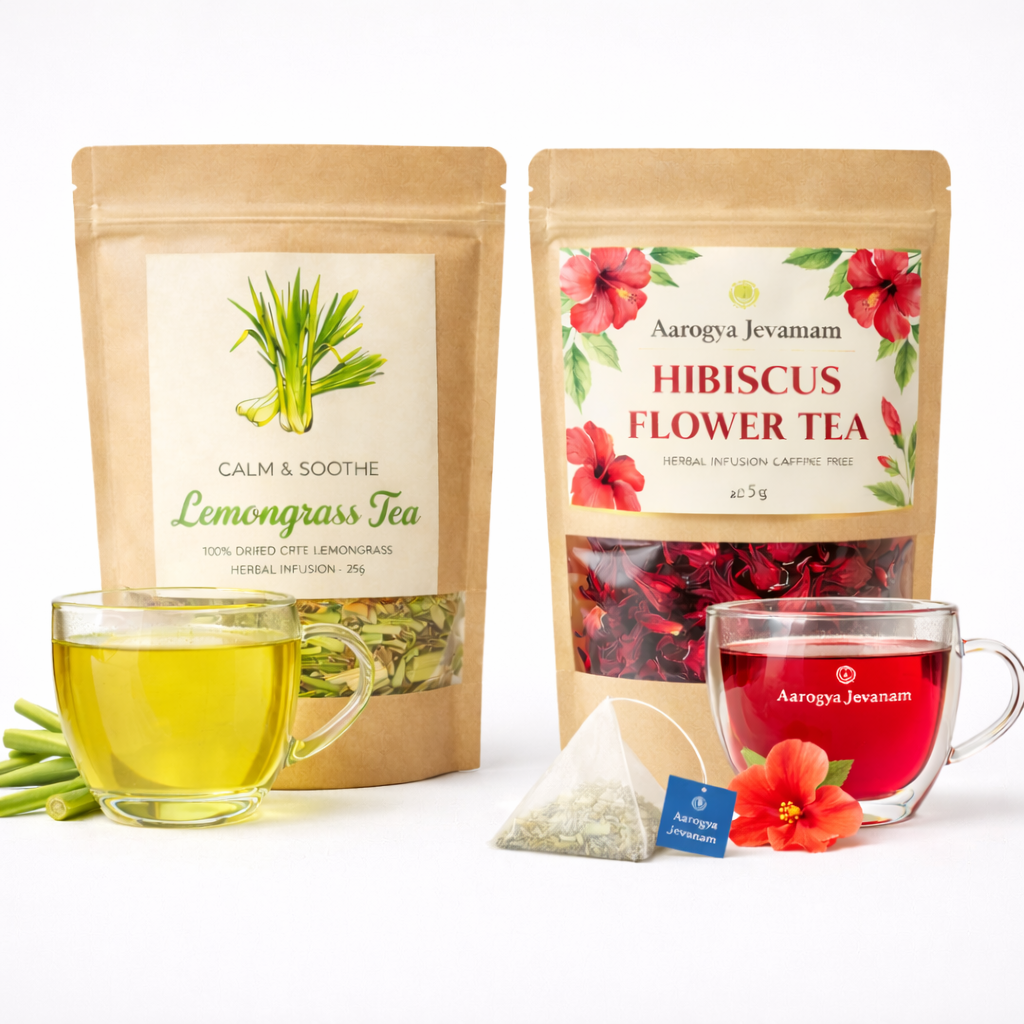 Hibiscus & Lemongrass Tea Combo – Natural Detox, Metabolism & Refreshing Herbal Wellness