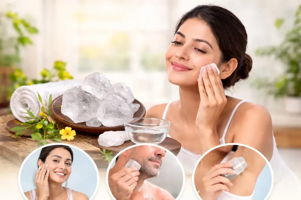 फिटकरी (Sphatik) का उपयोग – चेहरे, शेविंग के बाद और अंडरआर्म में लगाने की प्रक्रिया