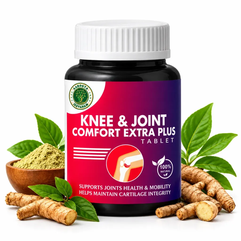Knee & Joint Comfort Extra Plus Tablet bottle by Aarogya Jeevanam