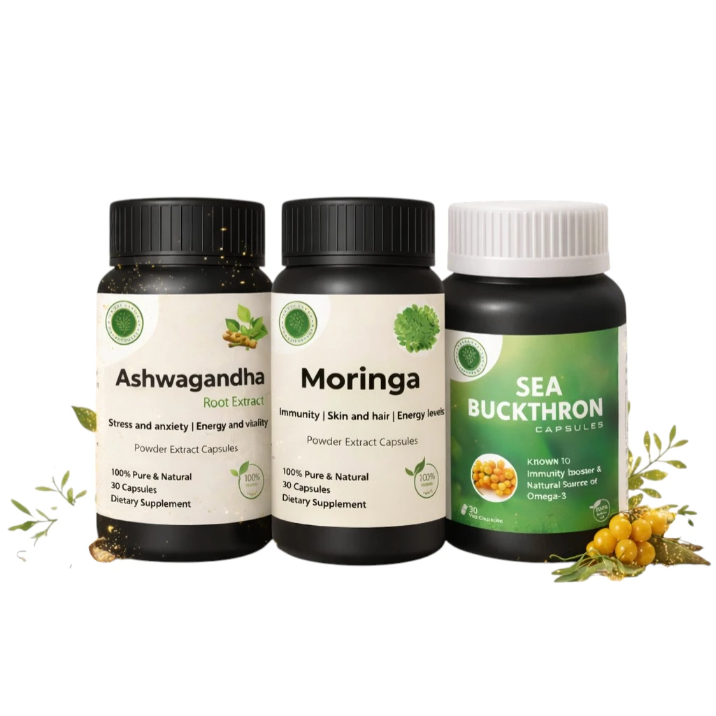 Ashwagandha, Moringa & Sea Buckthorn Capsules