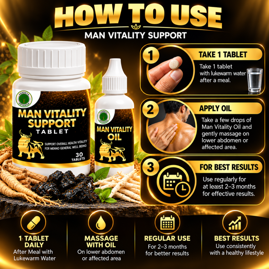 Man Vitality Support Tablets & Oil – Natural Energy & Stamina Support