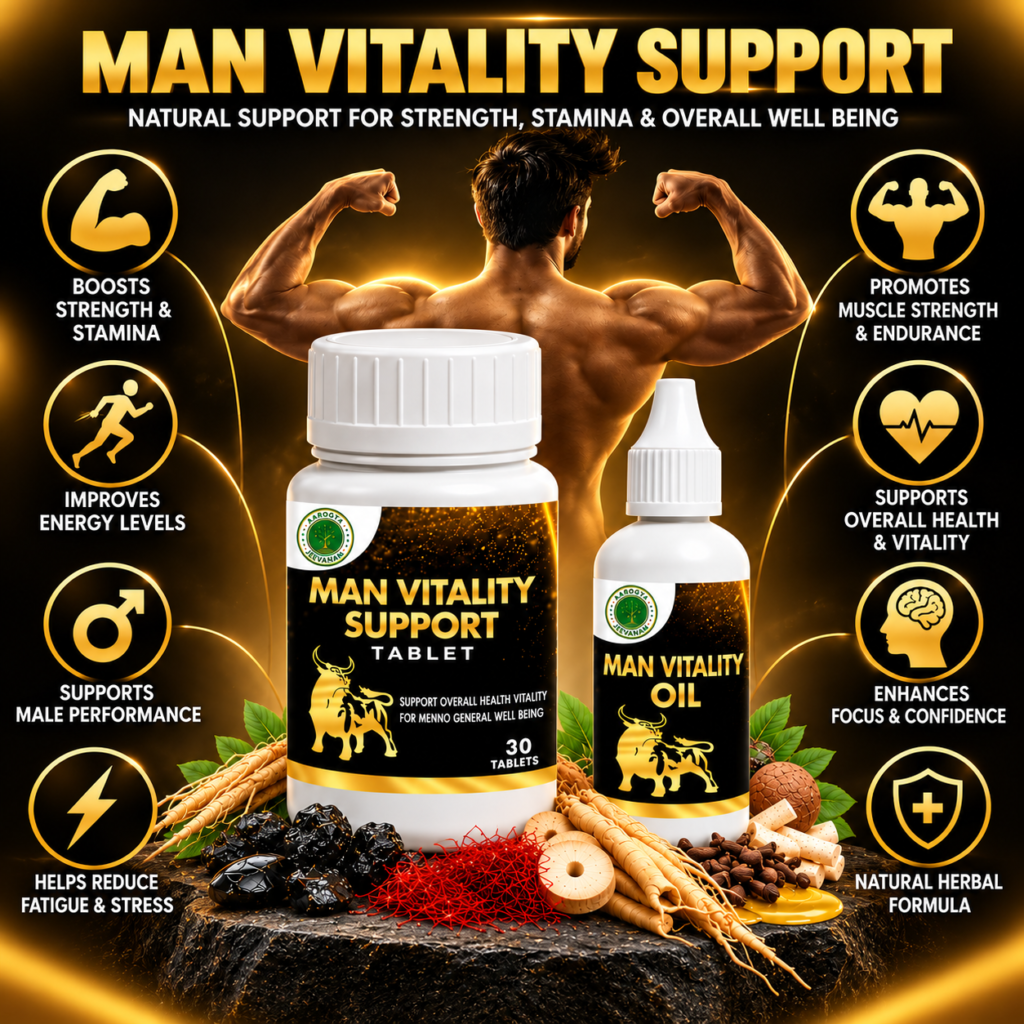 Man Vitality Support Tablets & Oil – Natural Energy & Stamina Support