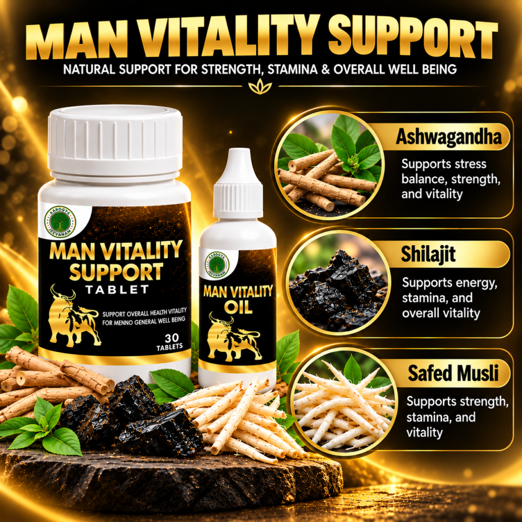 Man Vitality Support Tablets & Oil – Natural Energy & Stamina Support