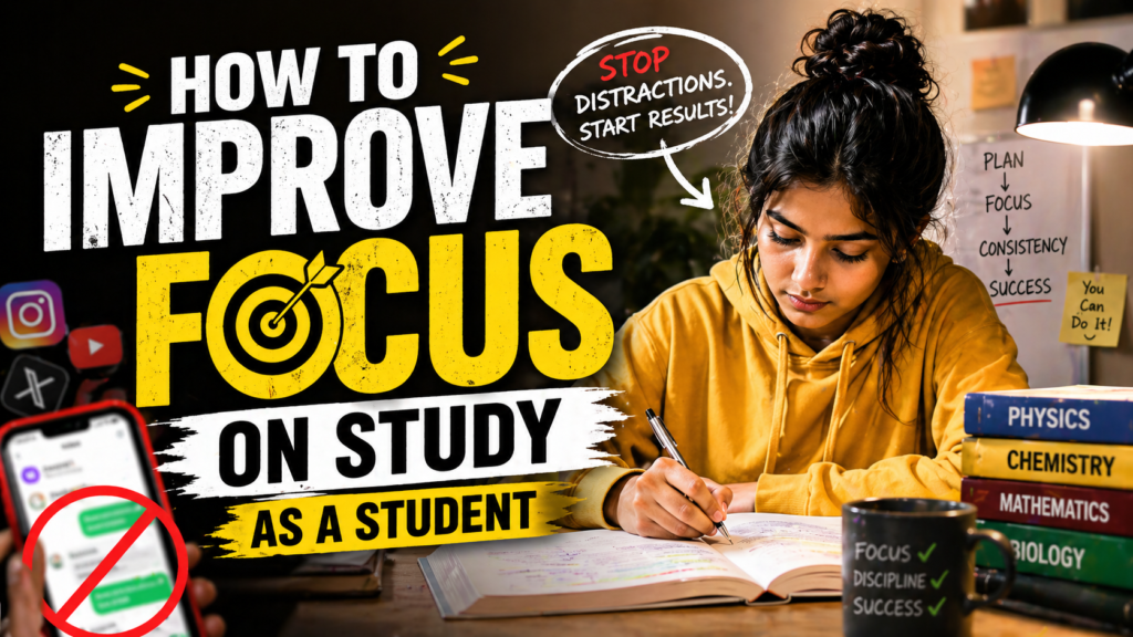 student studying with focus at desk how to improve focus on study as a student without distractions