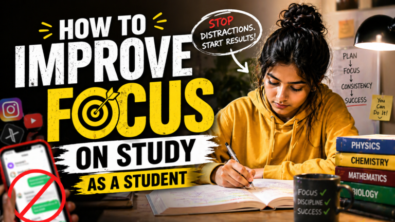 student studying with focus at desk how to improve focus on study as a student without distractions
